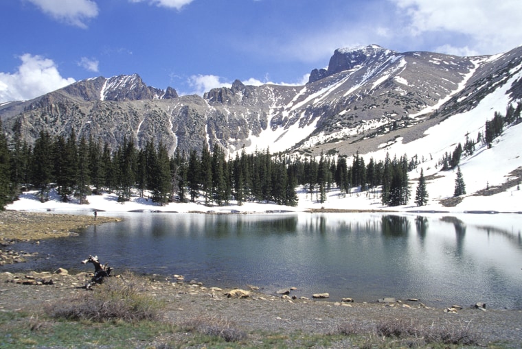 Image: Nevada, Great Basin National Park, Woman On Standing On Shore Of Stella Lake.